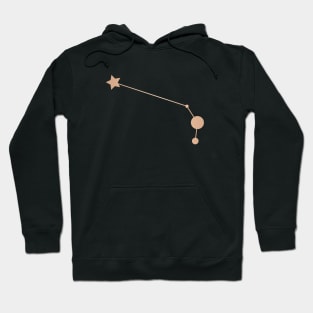 Aries Zodiac Constellation in Rose Gold - Black Hoodie